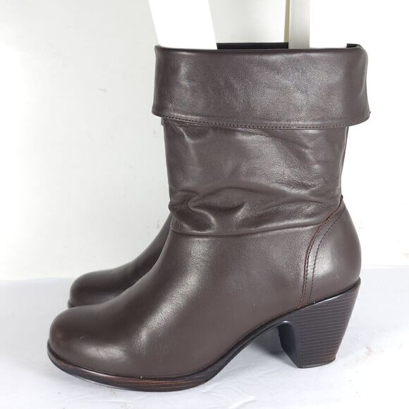 Dansko Women’s Bobbi US6-6,5 EU 37 Brown Leather Roll Down Slouch Boots - Picture 2 of 14